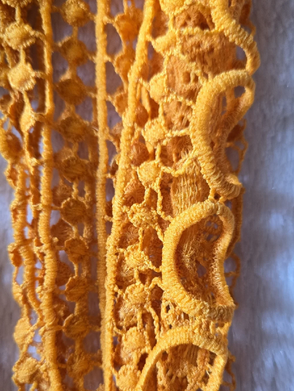 SHEIN Mustard Crochet Long-Sleeve Peplum Blouse